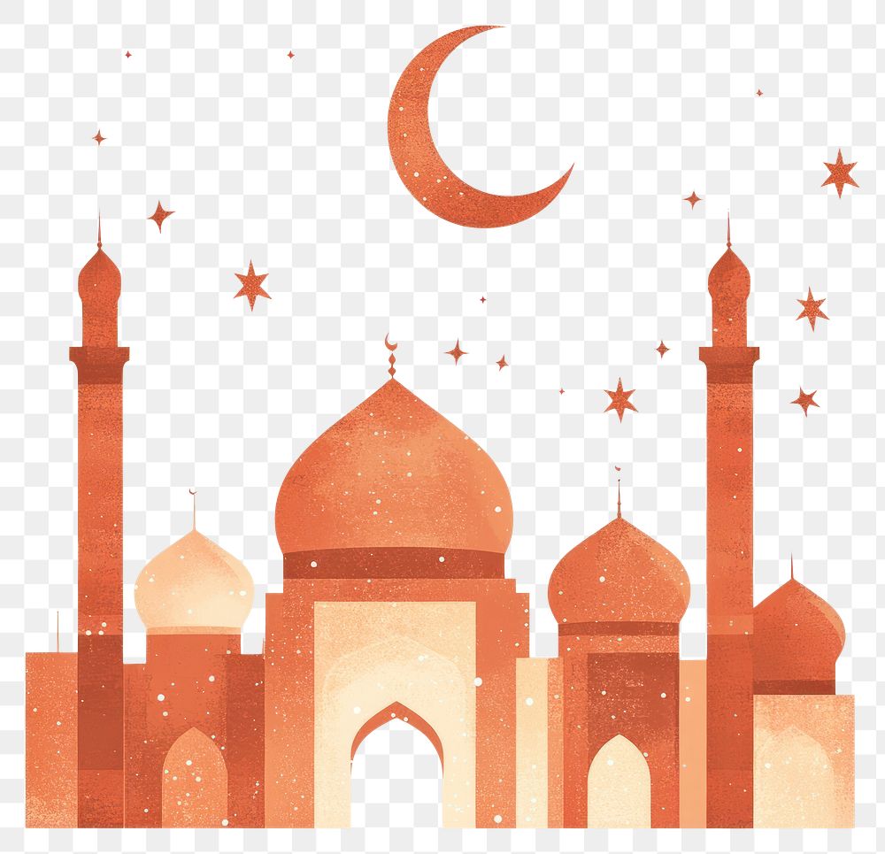 PNG Islamic Ramadan greeting card mosque night moon.