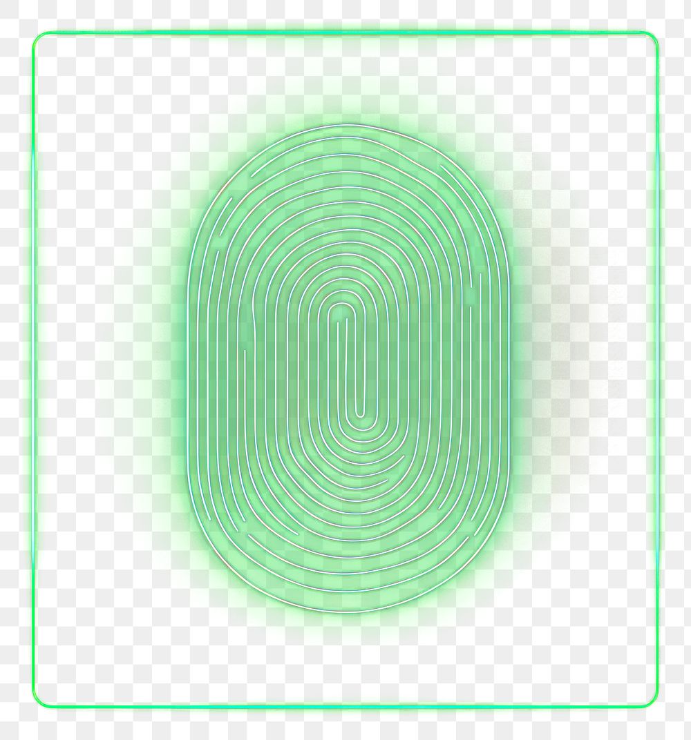 PNG Neon biometric frame fingerprint futuristic security.