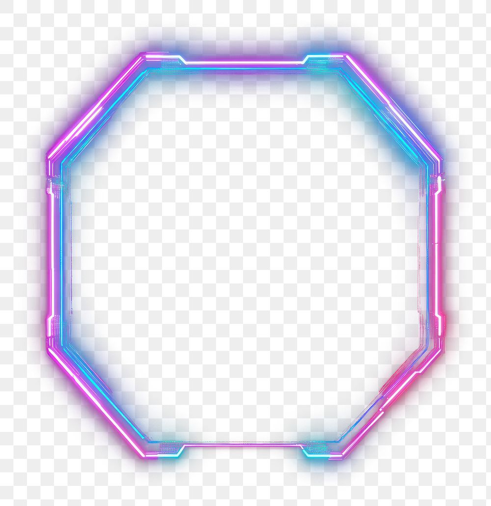 PNG Neon hexagonal frame glowing lights futuristic.