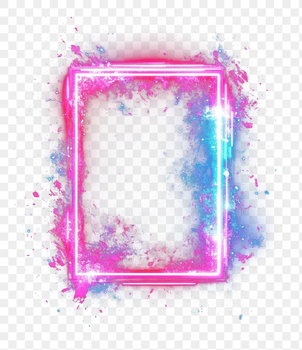 PNG Neon rectangular frame vibrant light art.