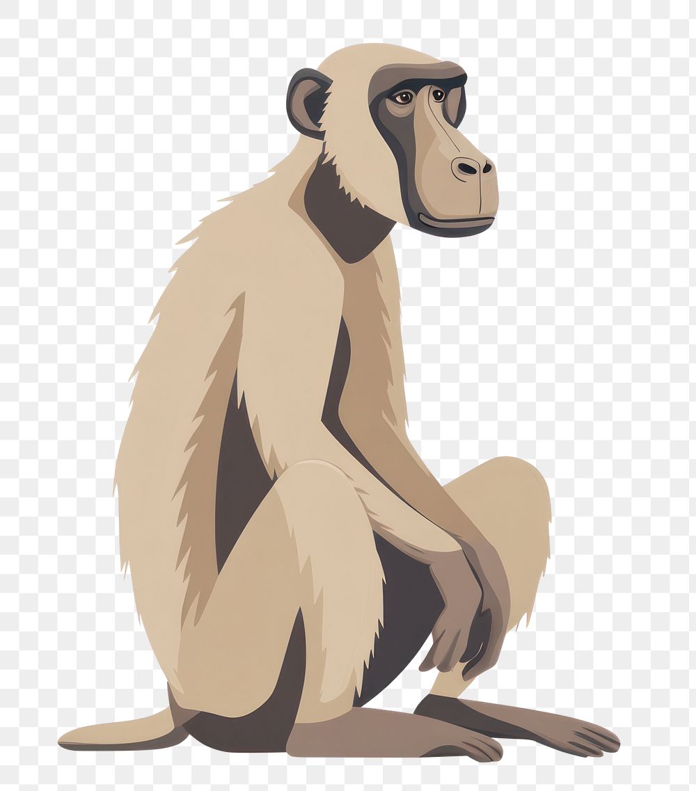 PNG Olive Baboon Sitting baboon illustration wildlife.