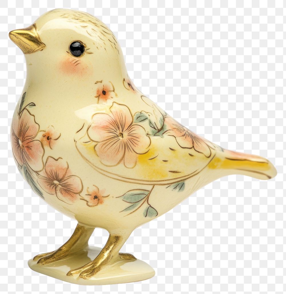 PNG Animal figurine - bird ceramic floral art.