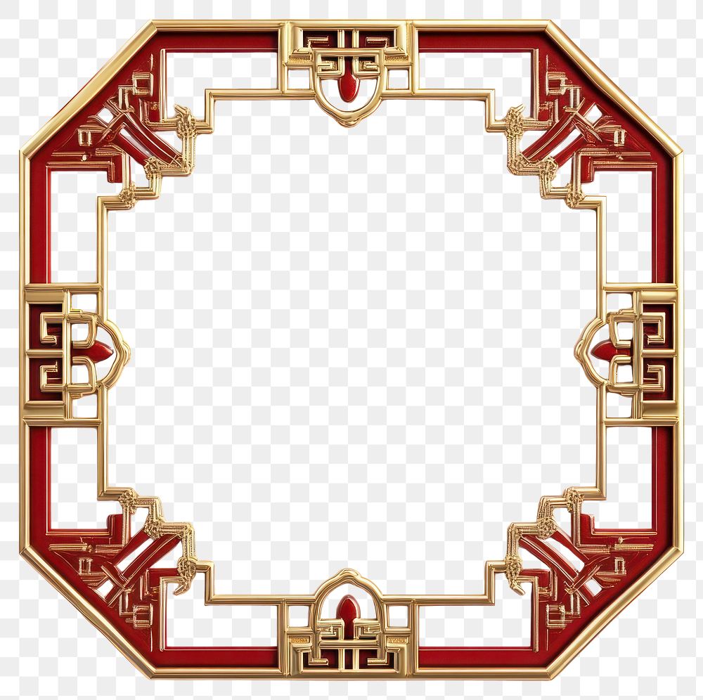 PNG Gold sqaure chinese frame red accessories traditional.