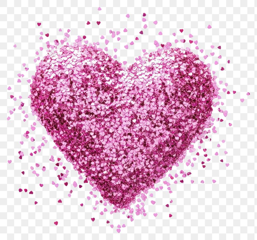 PNG Heart-shaped pink glitter valentine's decoration sparkling.