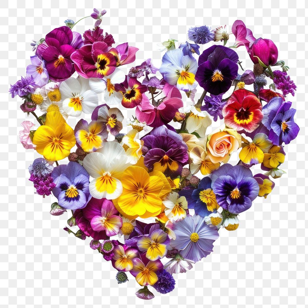 PNG Flowers heart arrangement colorful.