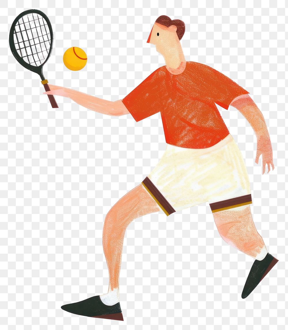 PNG Man playing tennis sports ball illustration.