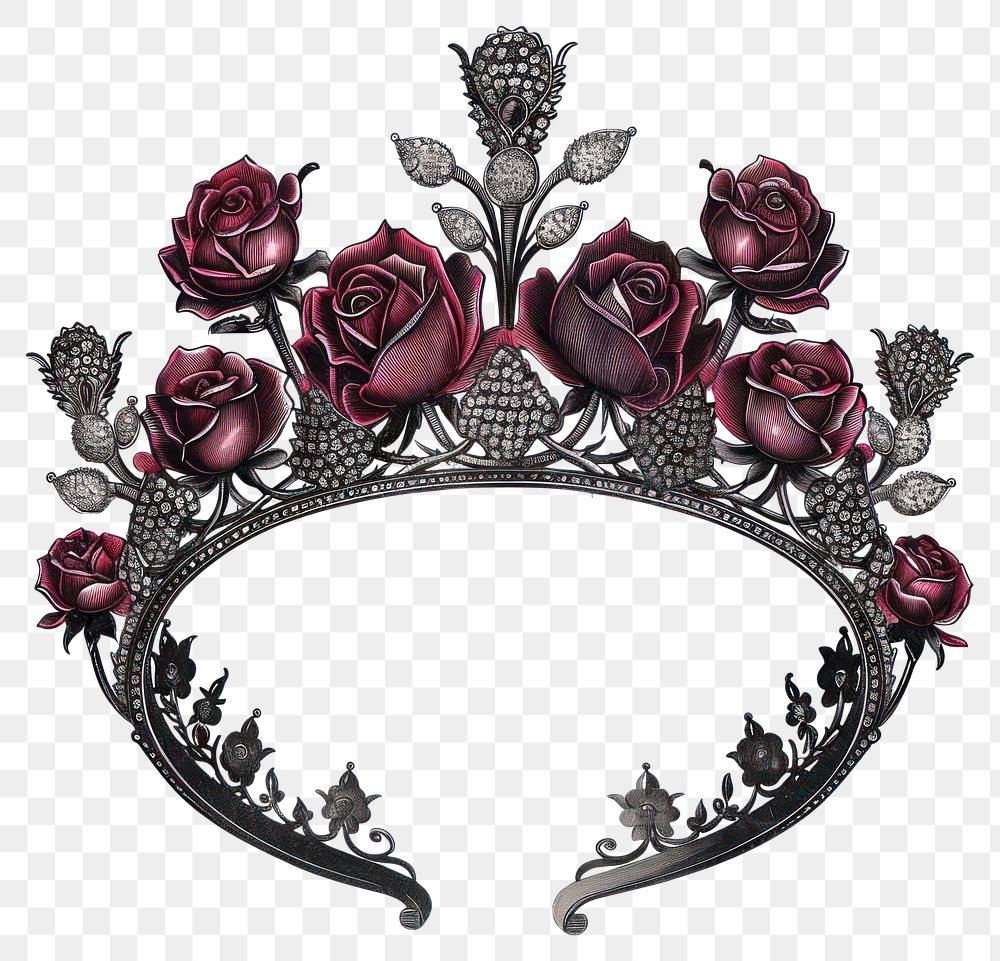 PNG Diamond roses crown illustration jewelry vintage.