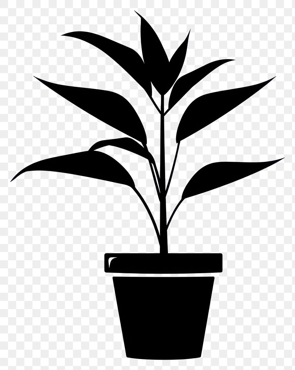 PNG Potted house plant silhouette potted black.