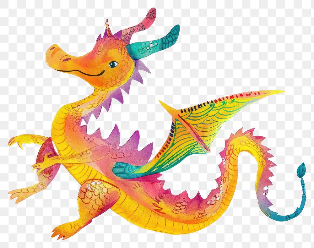 PNG Cute dragon illustration whimsical animal imaginative.