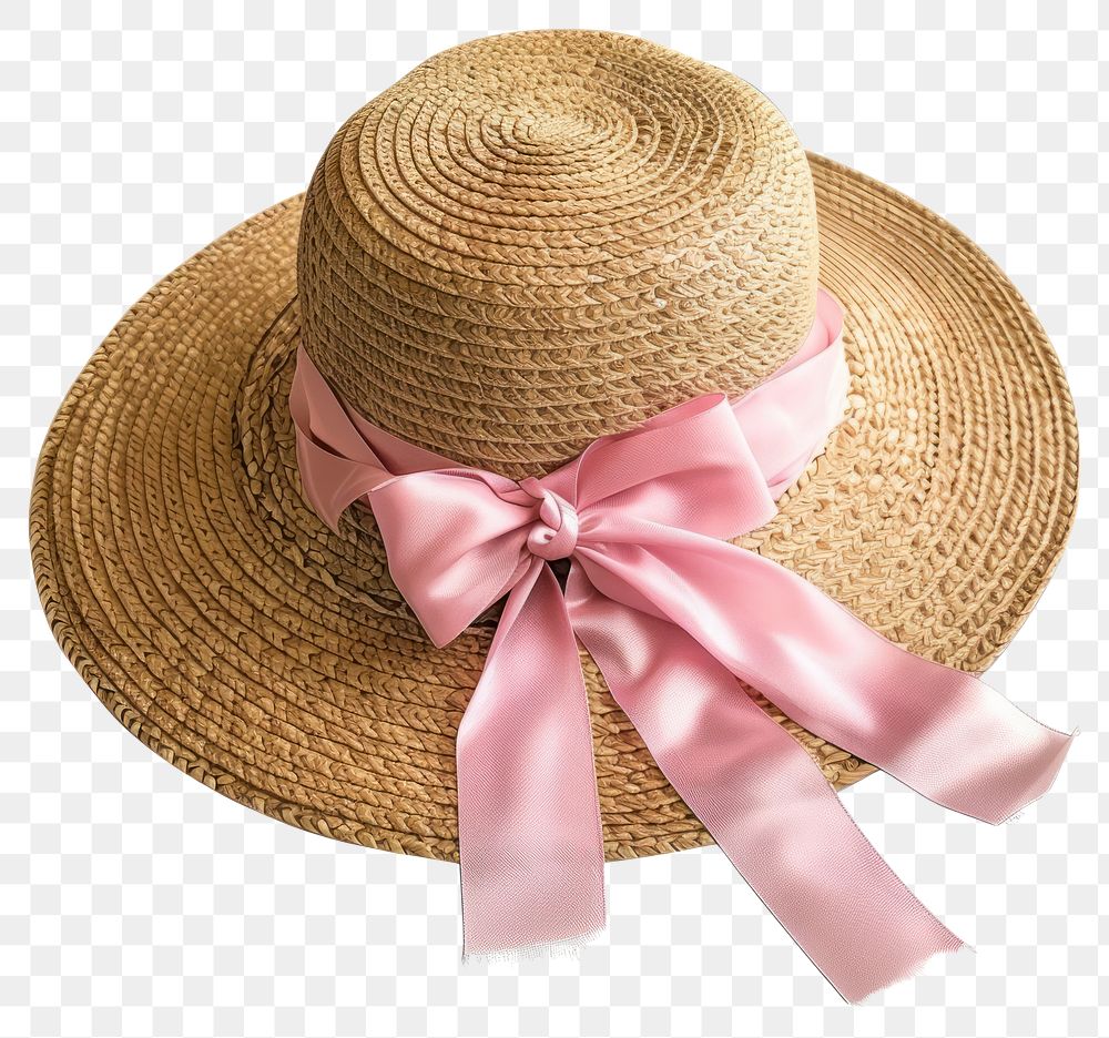 PNG Coquette gardener hat ribbon straw pink.