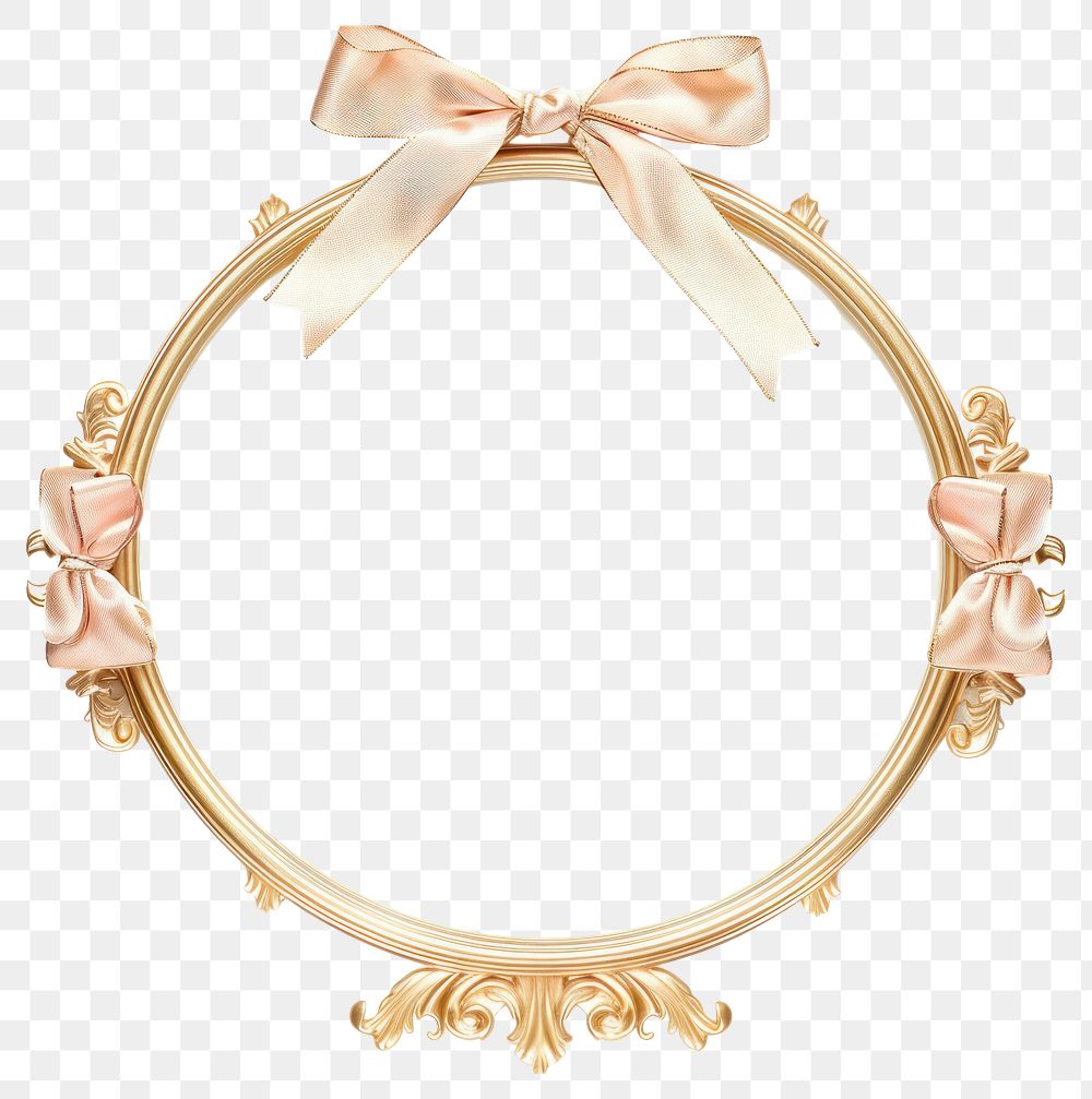 PNG Coquette gold ribbon frame photo round photography.