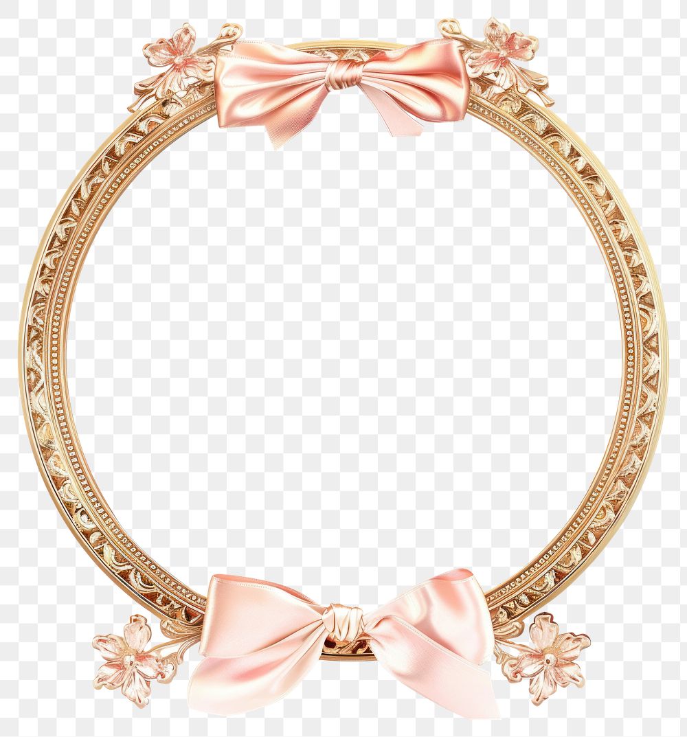 PNG Coquette gold ribbon frame photo round accessories.