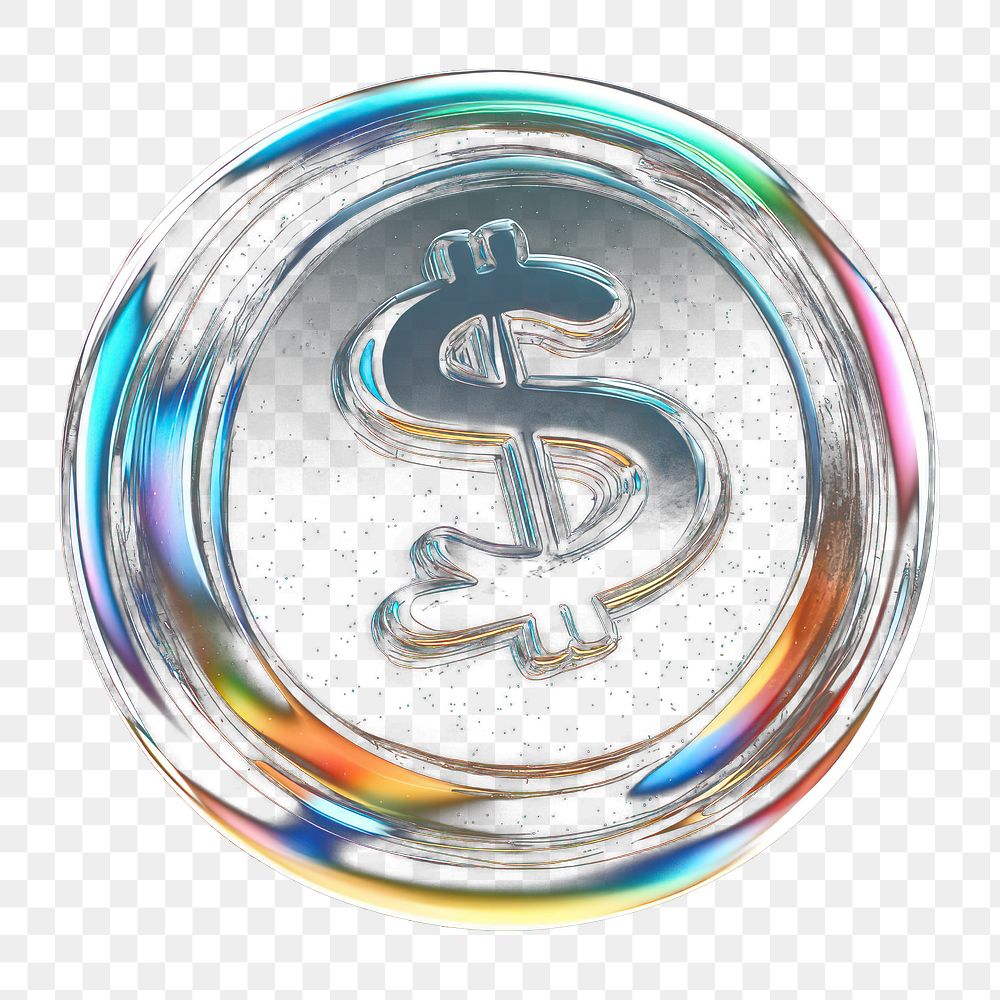 PNG Dollar coin symbol reflection financial.