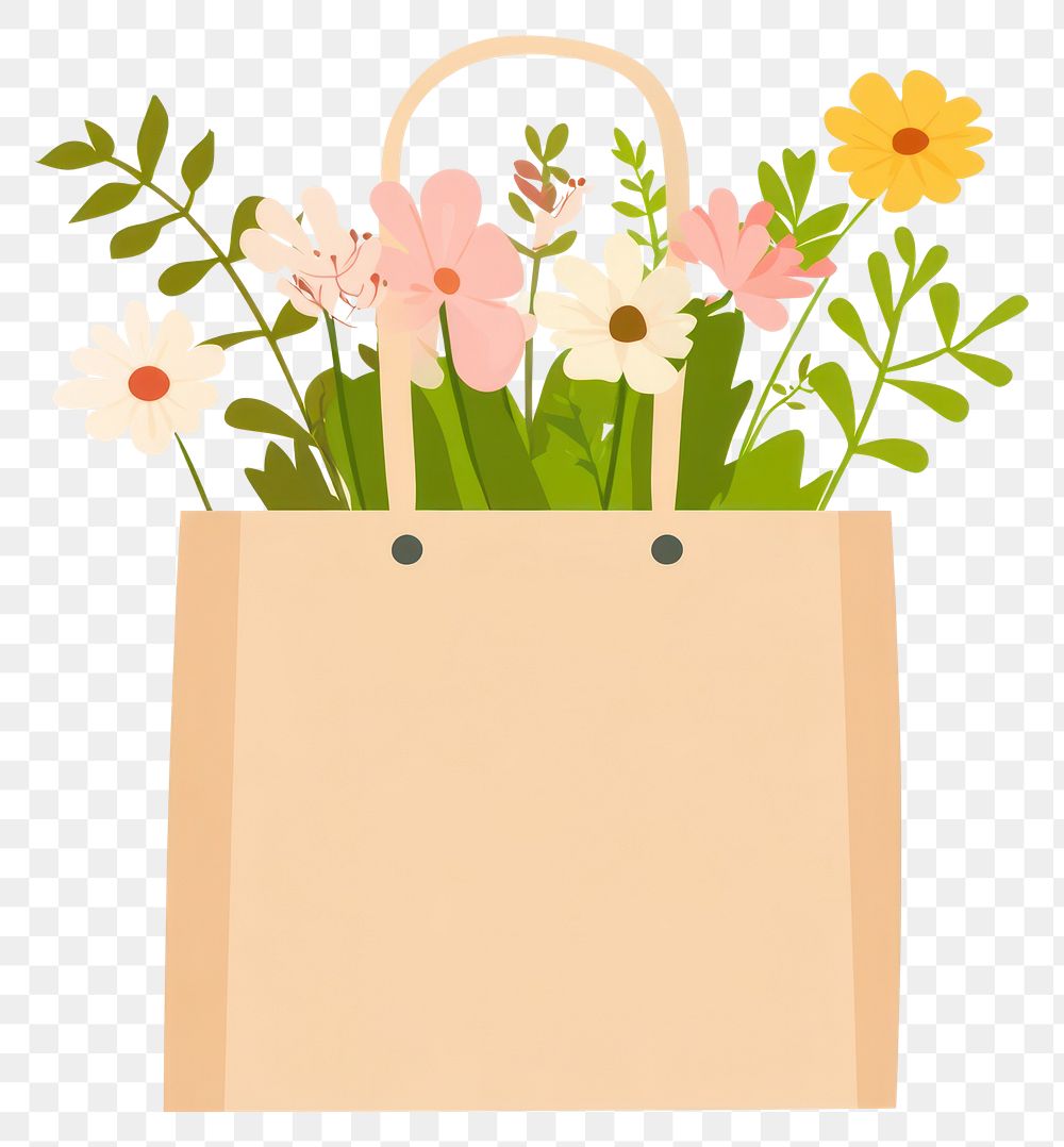 PNG Paper bag for flowers illustration art eco-friendly.