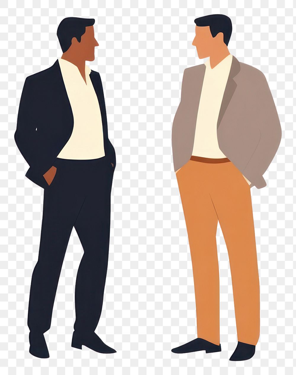 PNG Two businessmen standing and talking man illustration suits.