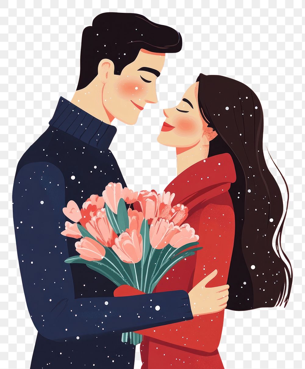 PNG Romantic flowers graphics couple.