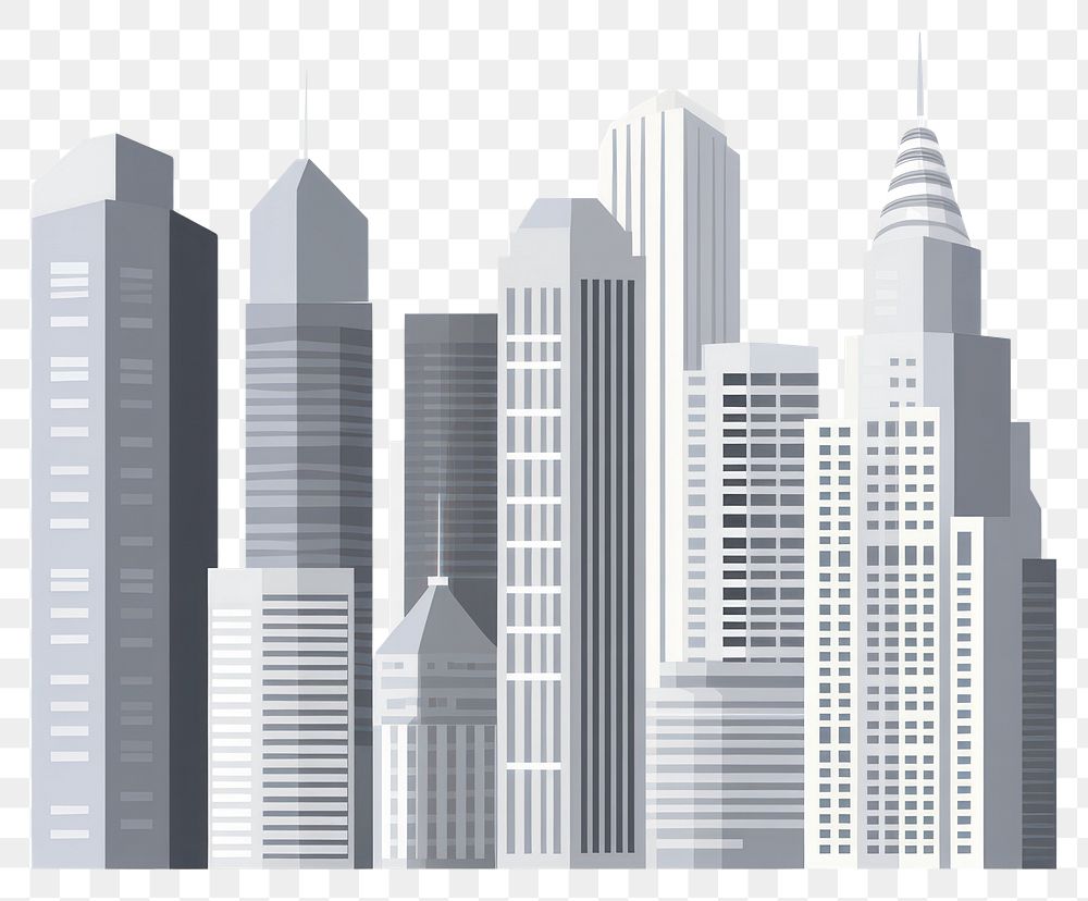 PNG Grey skyscrapers architecture illustration cityscape.