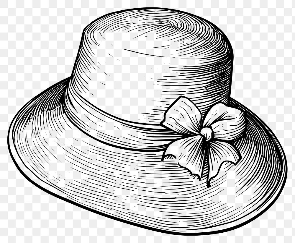 PNG Vintage lady hat drawing style line.