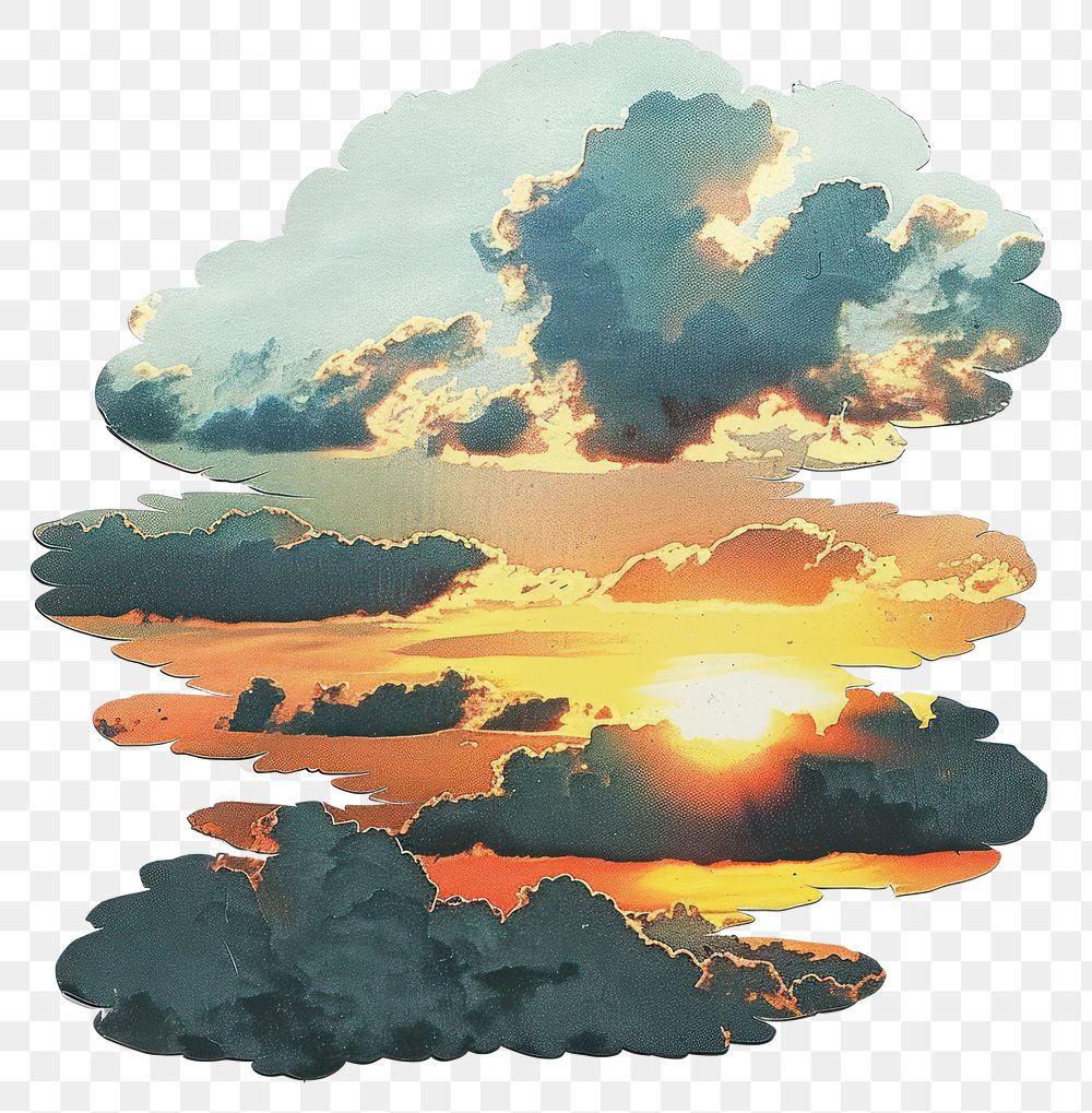 PNG Cloud collage cutouts clouds sunset sky.