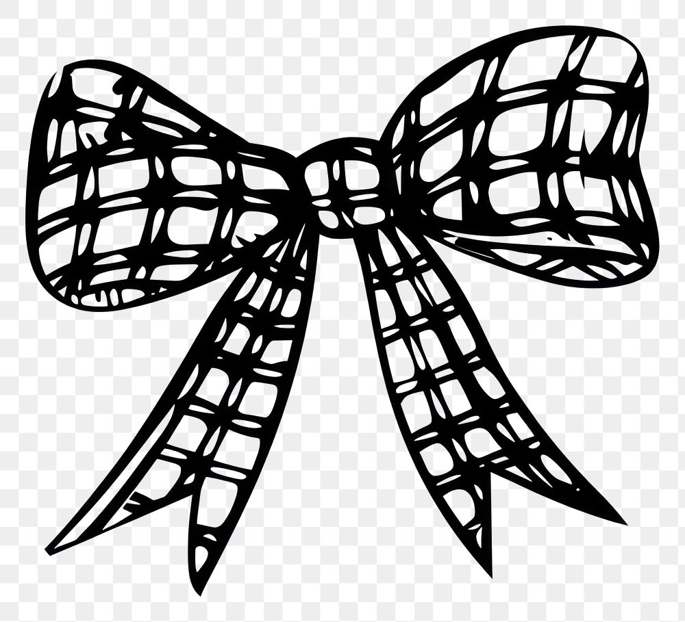 PNG Bow ribbon black white art.