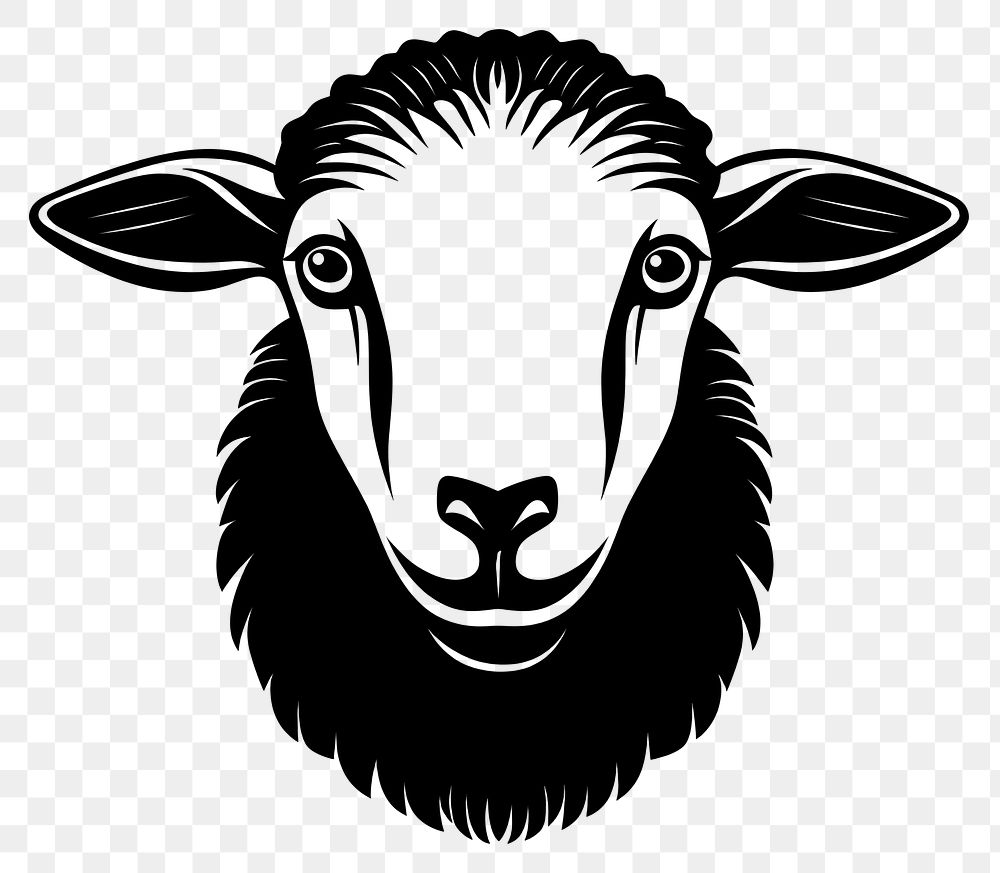 PNG Sheep face linear illustration animal black.