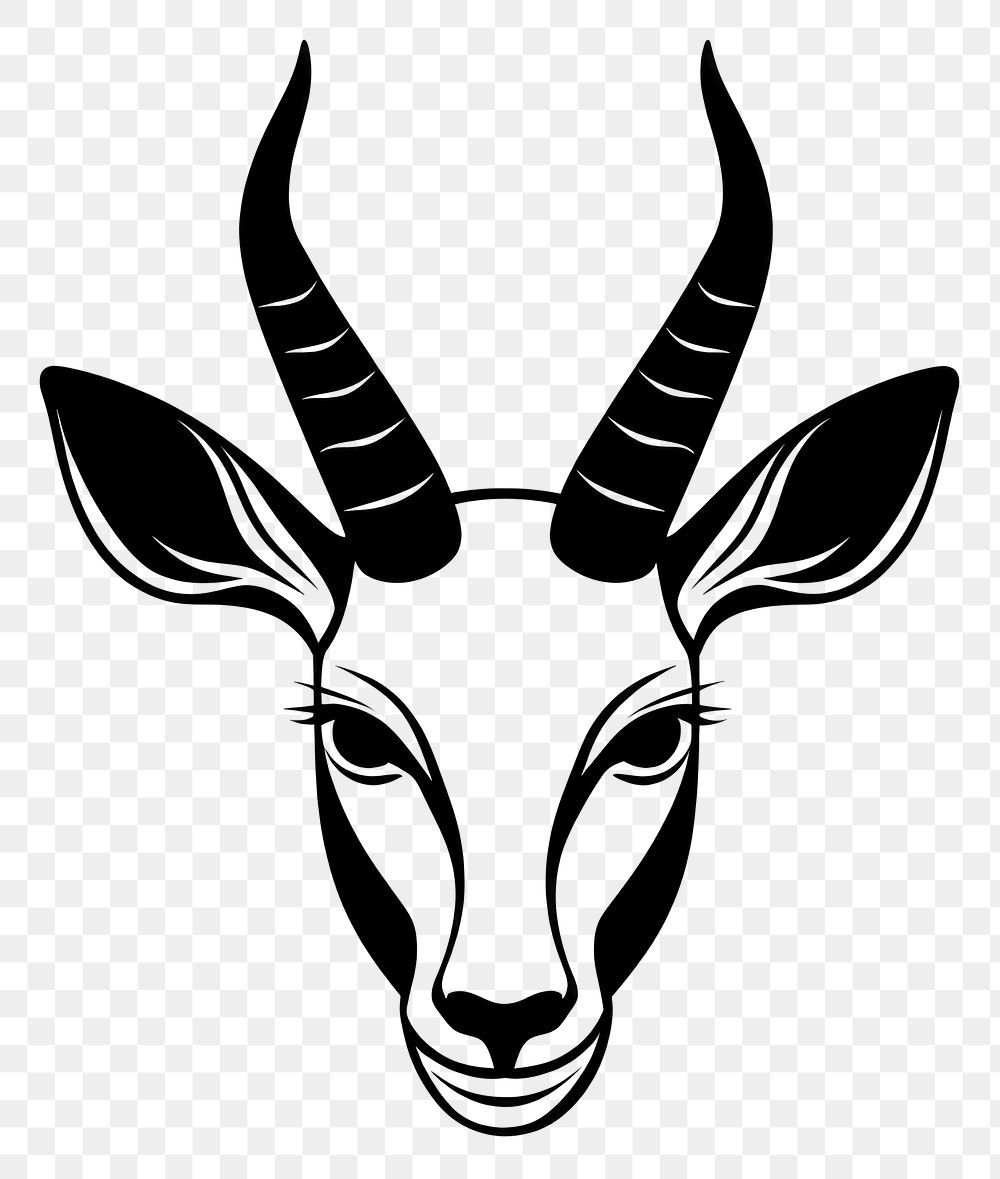 PNG Gazelle face linear illustration antelope wildlife.