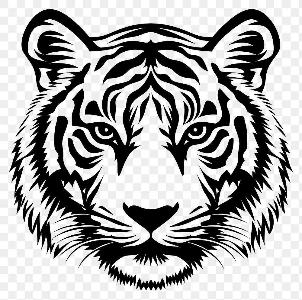 PNG Simple tiger face linear illustration wildlife animal.