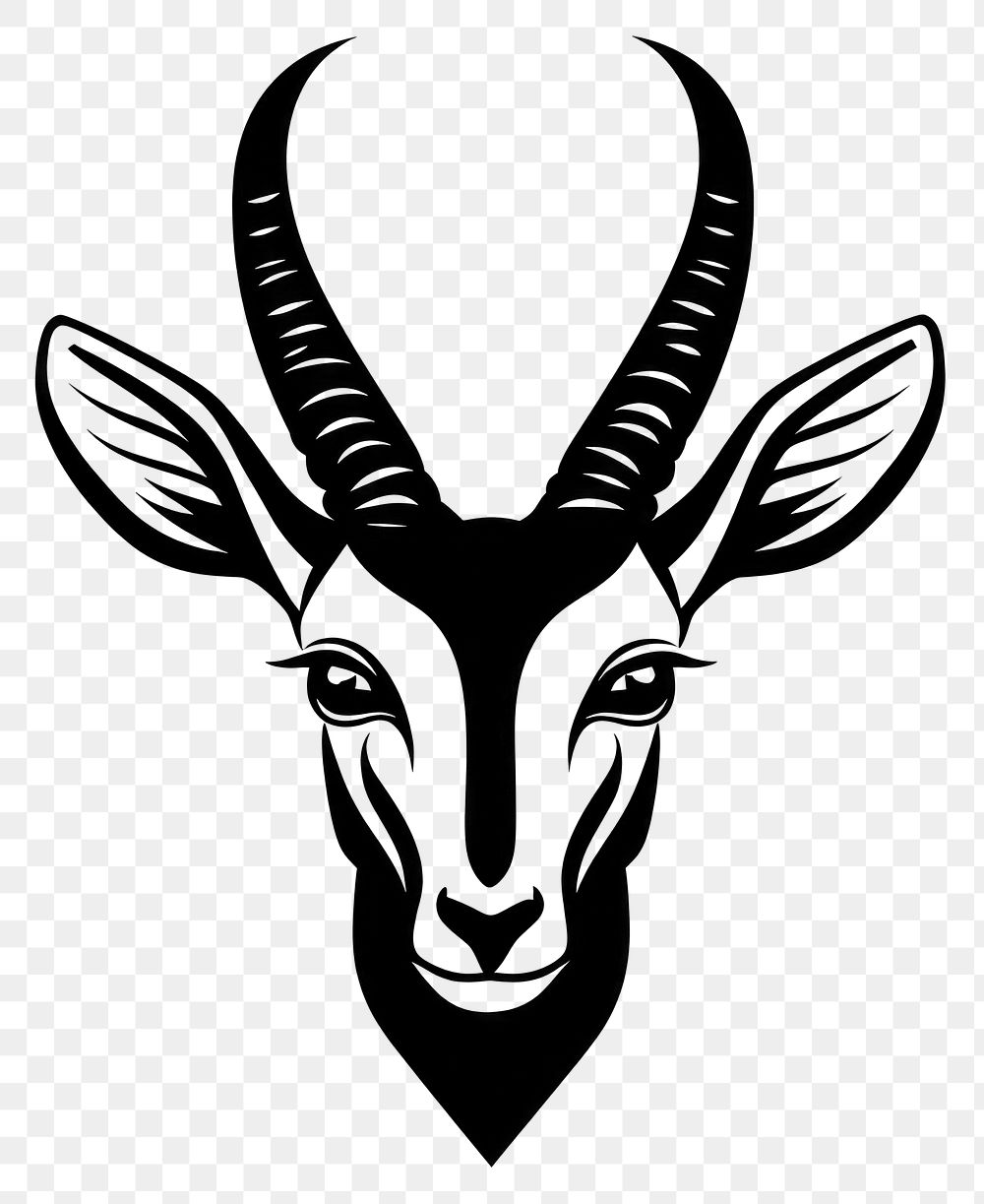 PNG Gazelle face linear illustration antelope wildlife.