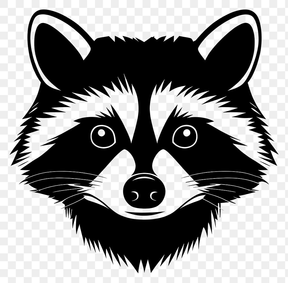 PNG Raccoon face linear illustration animal black.