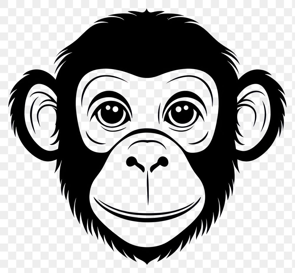 PNG Monkey face linear monkey illustration animal.