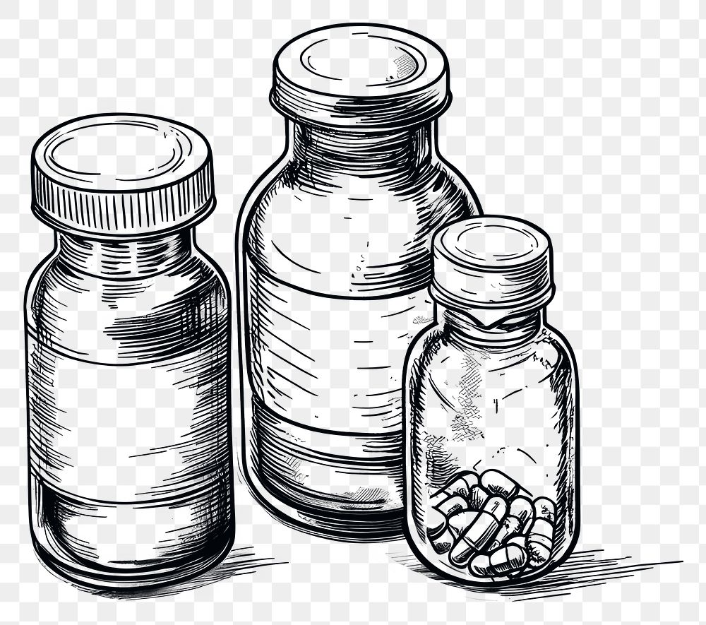 PNG Medicine bottles sketch glass.