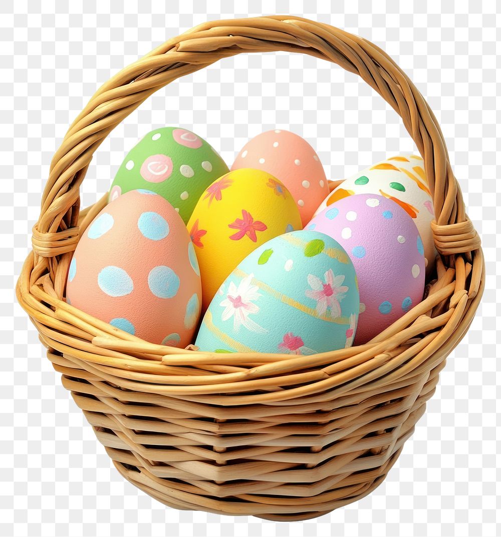 PNG Easter eggs basket easter pastel.