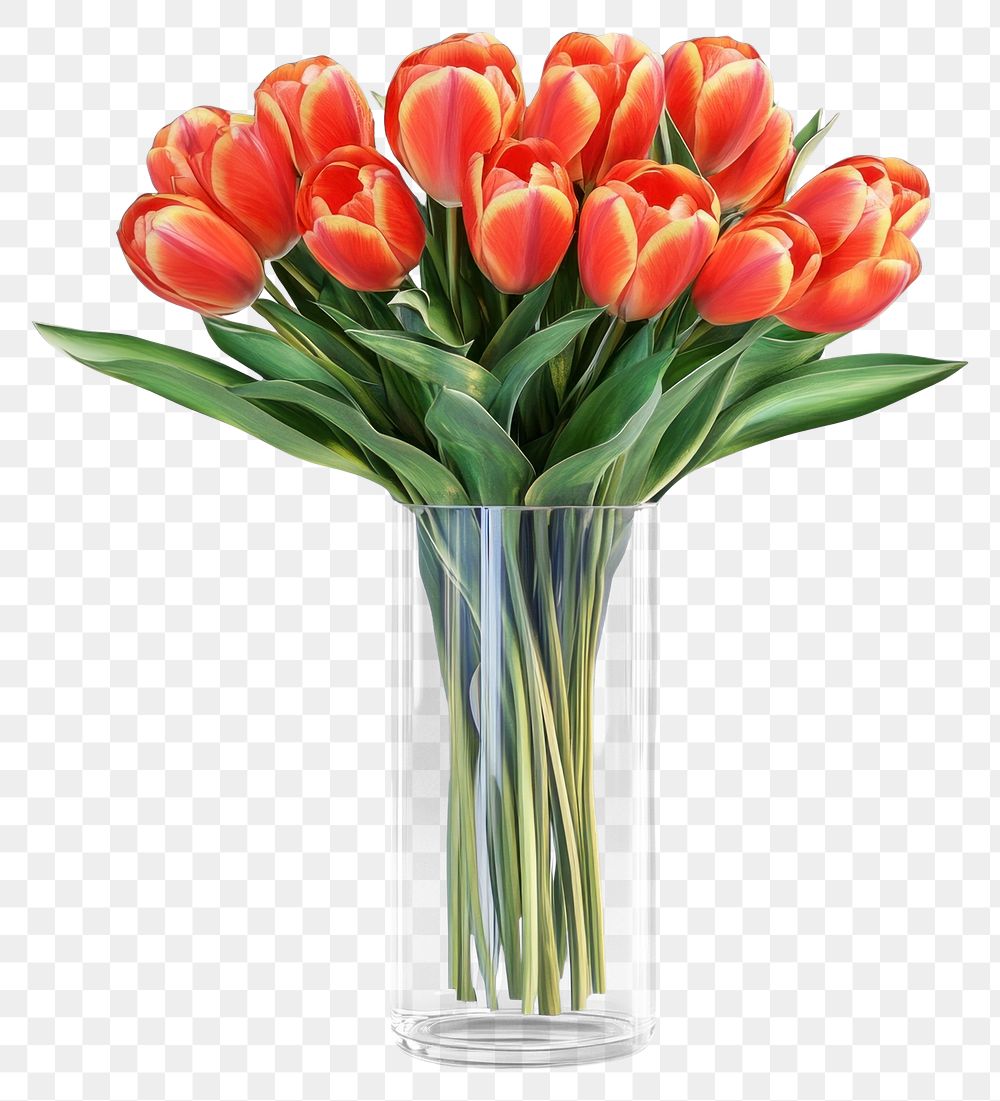 PNG Flowers tulips bouquet glass.