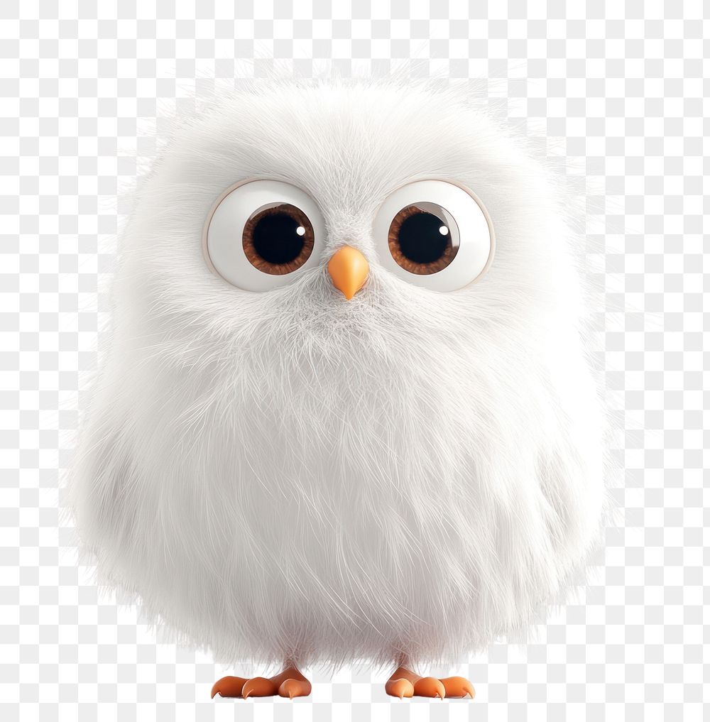 PNG White owl illustration cartoon fluffy.