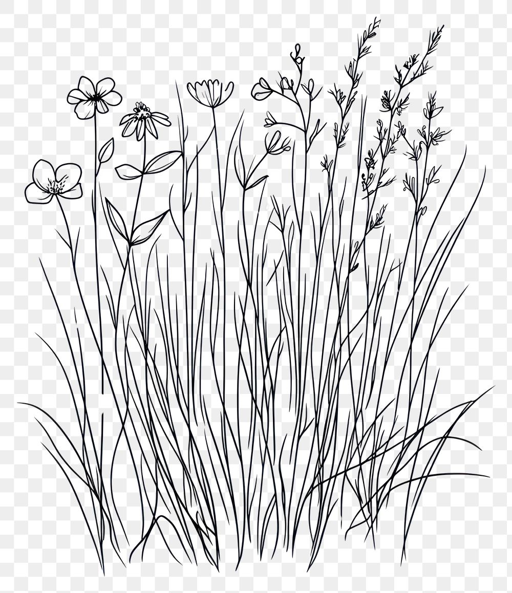 PNG Wild flower drawing sketch black.