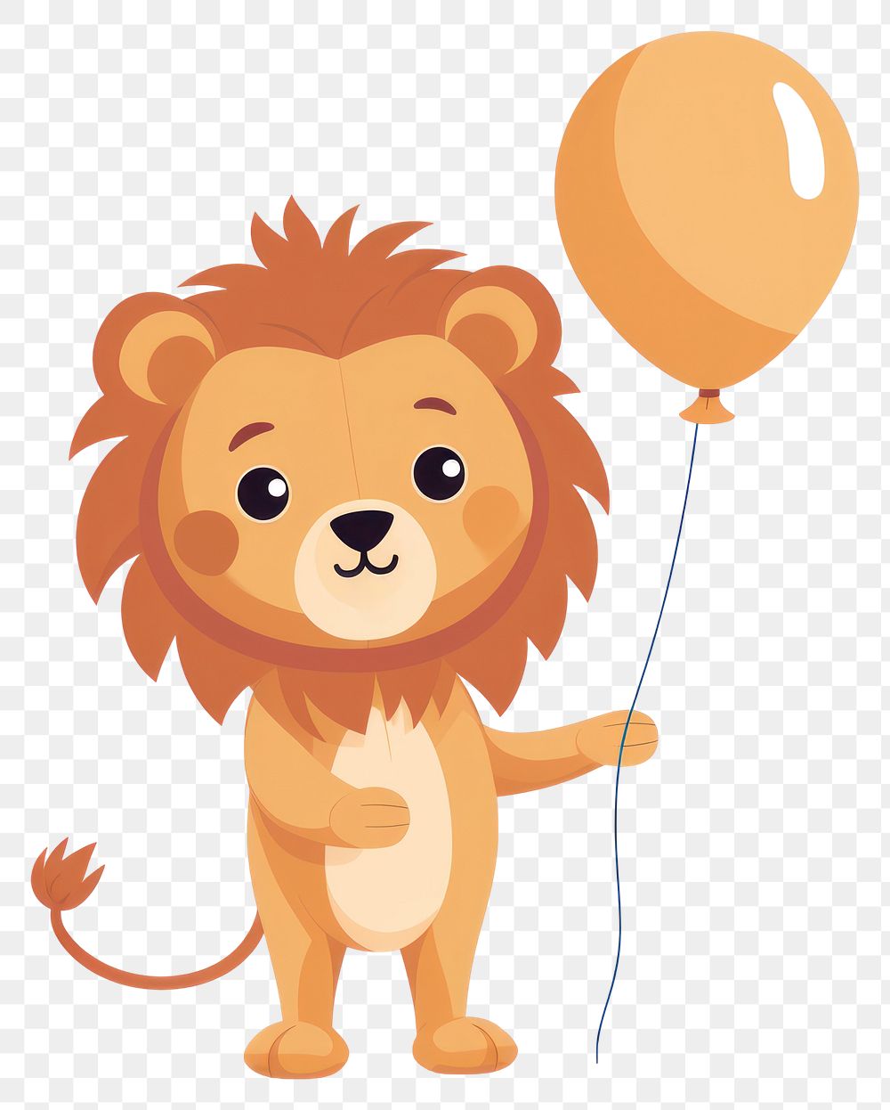 PNG Lion holding balloon illustration animal cute.