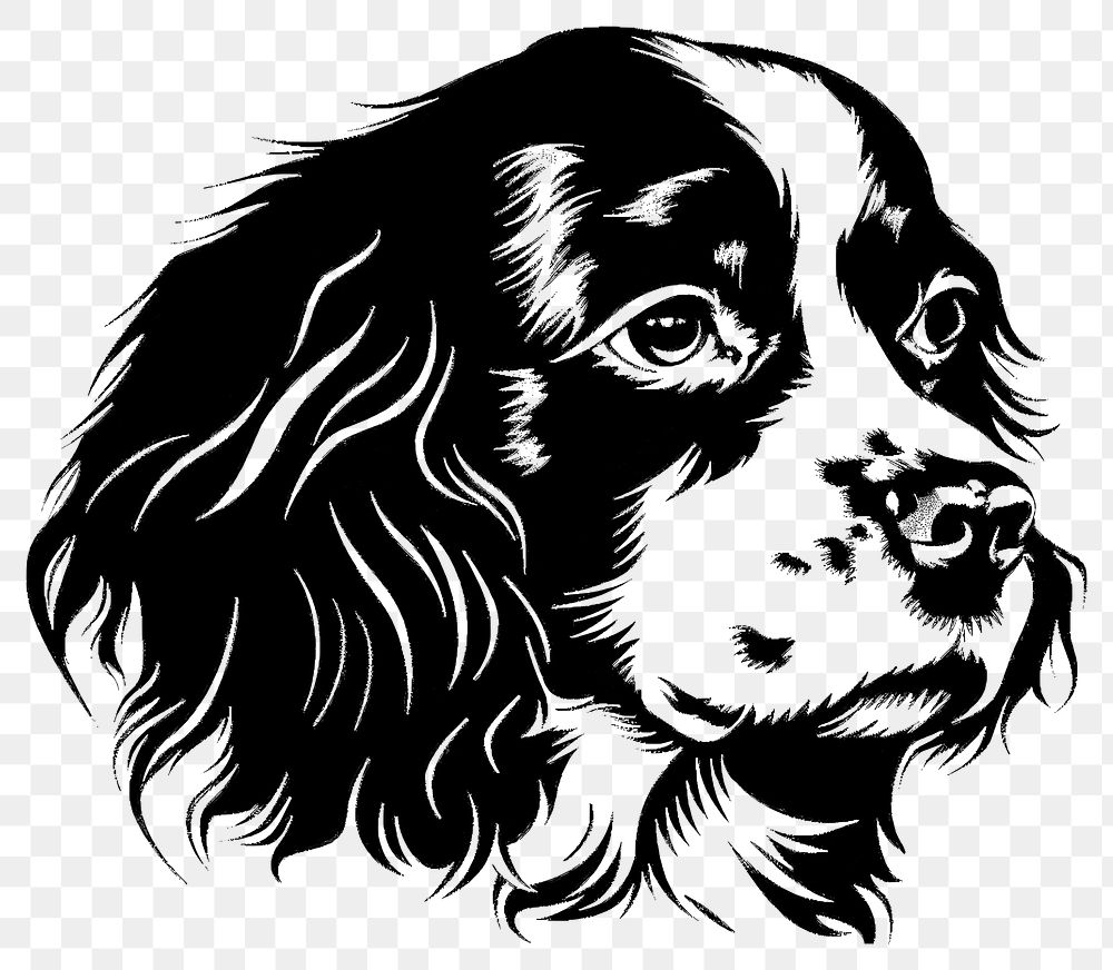 PNG Collection portrait Cavalier King Charles Spaniel dog art illustration spaniel.