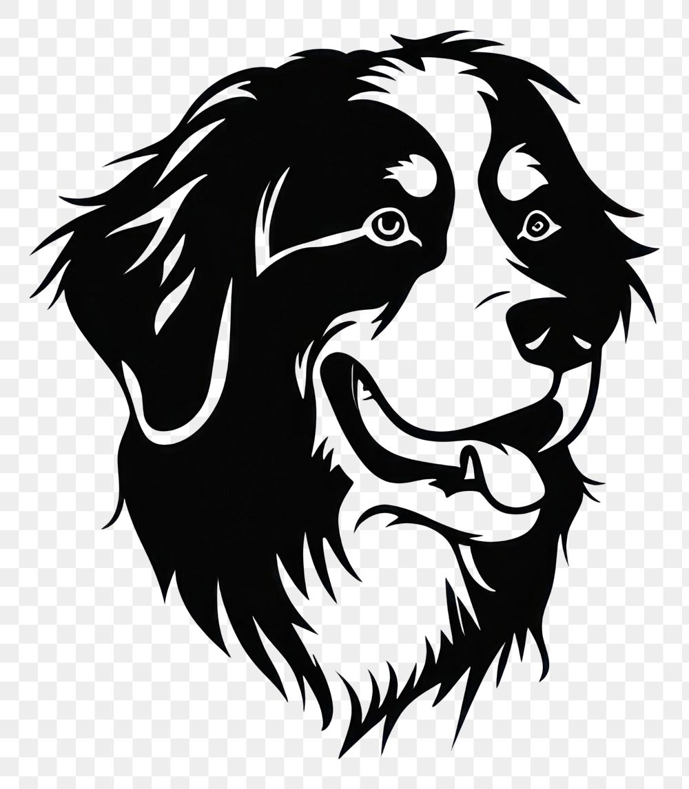 PNG Collection portrait Bernese Mountain dog art illustration silhouette.