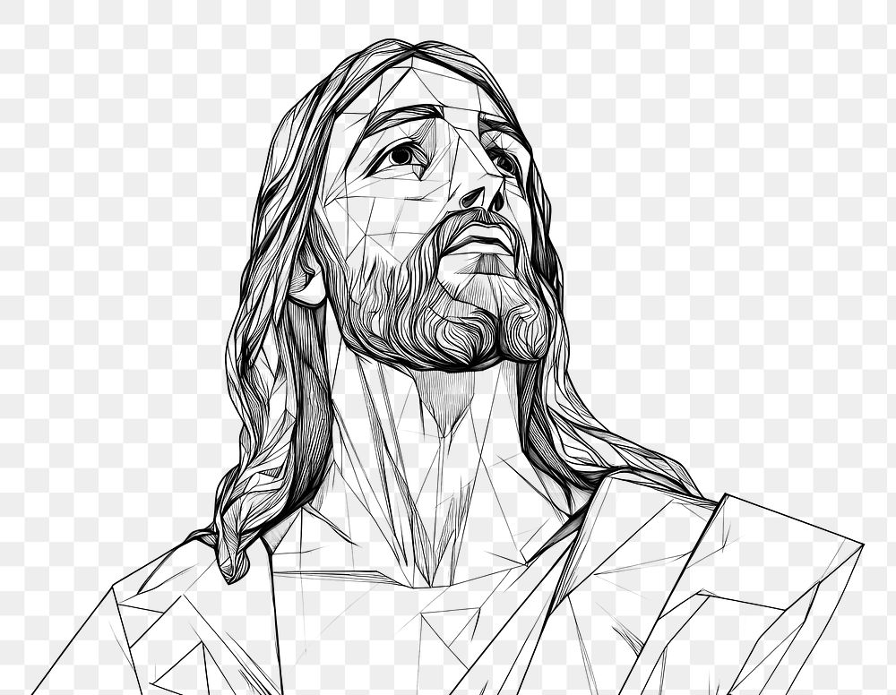 PNG Simple line art drawing of Jesus Christ geometric design jesus.