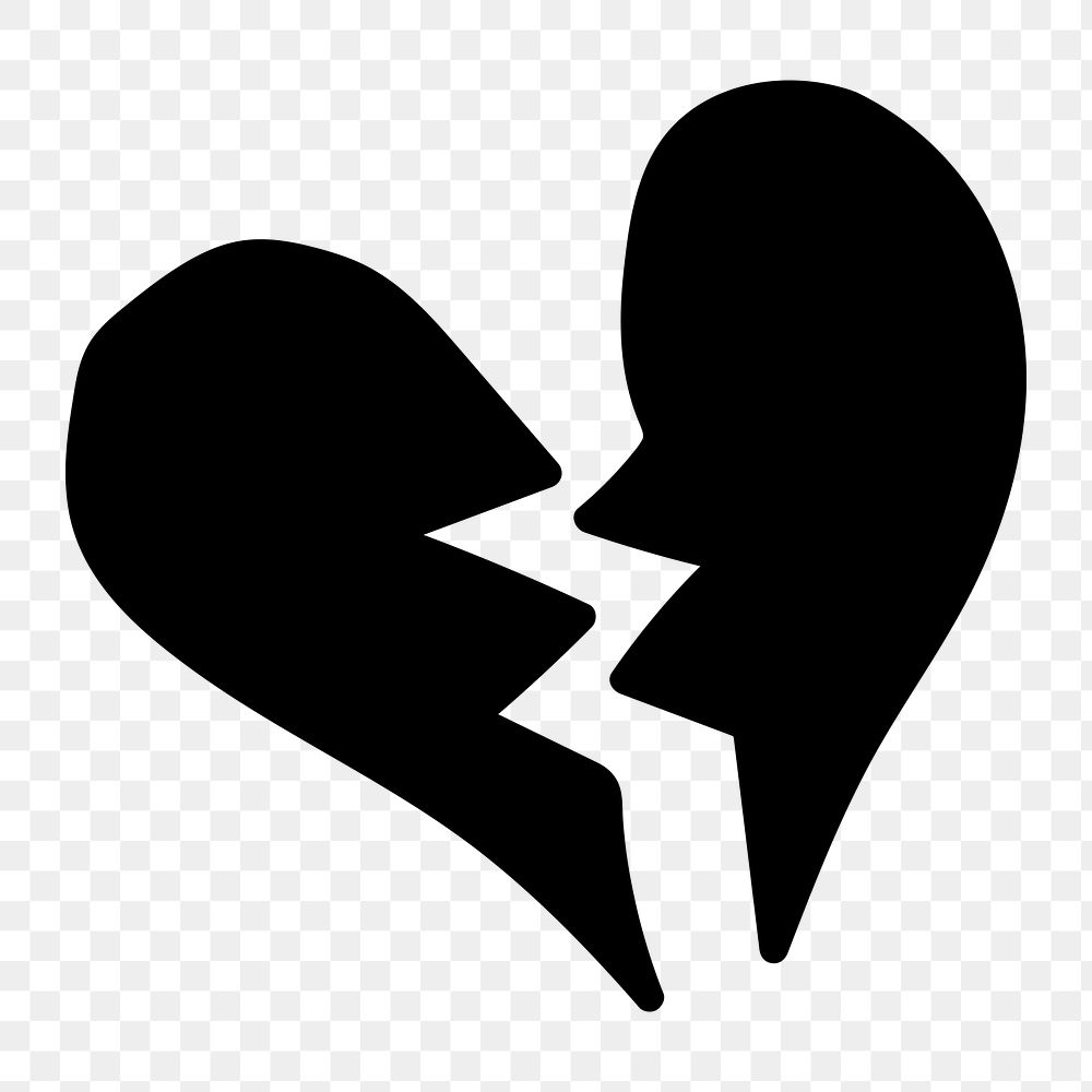 PNG Silhouette broken heart symbol, transparent background