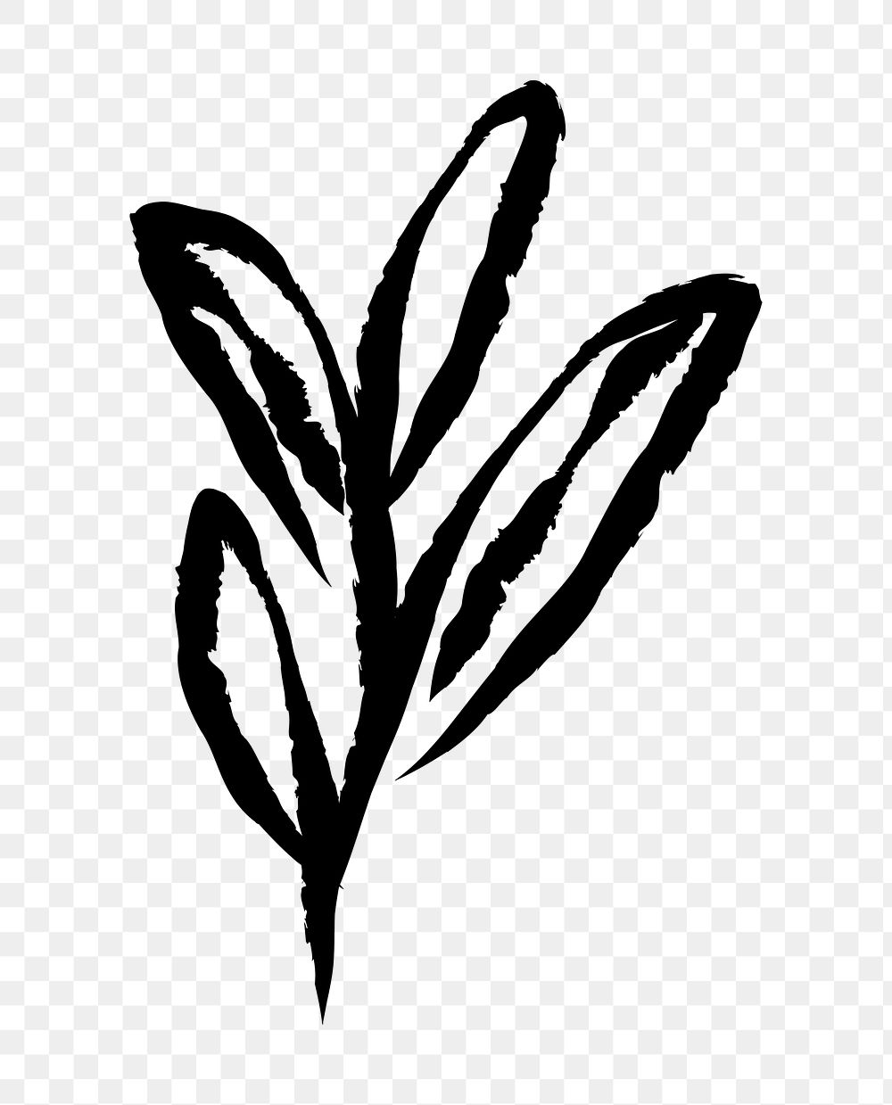 PNG Minimalist black leaf illustration on transparent background