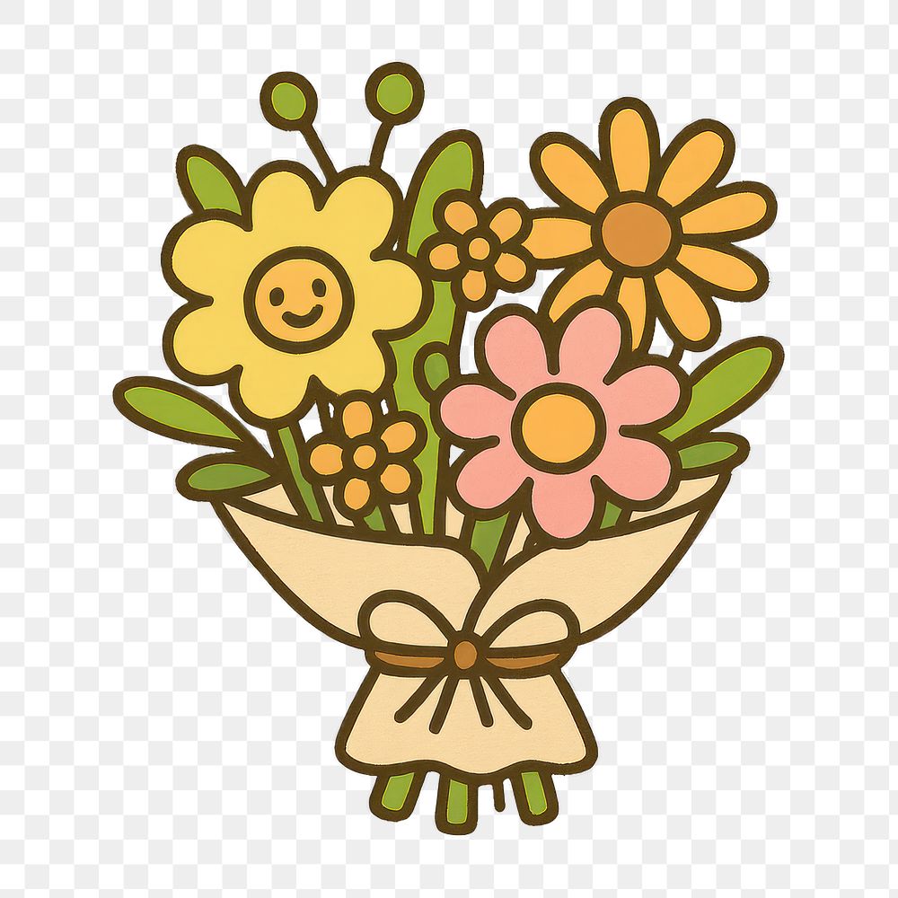 PNG Cheerful cartoon flower bouquet | Free PNG - rawpixel