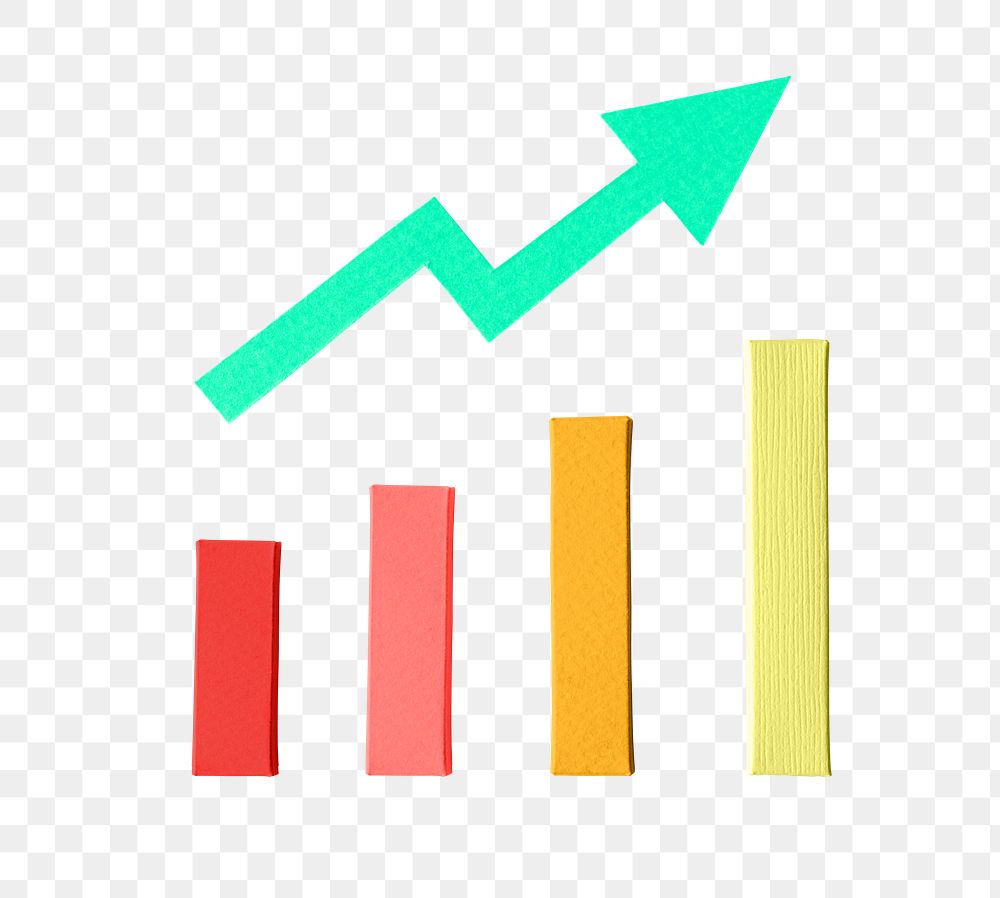 Growing bar charts png sticker, transparent background