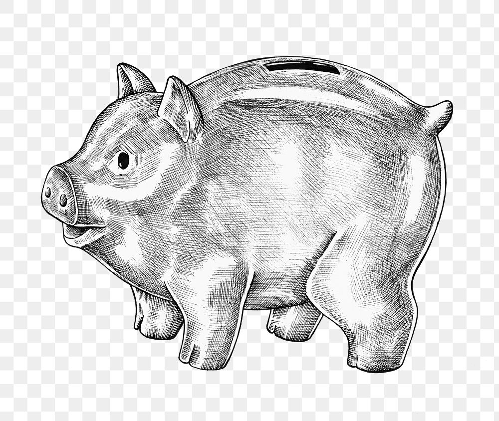 Piggy bank png business illustration sticker, transparent background