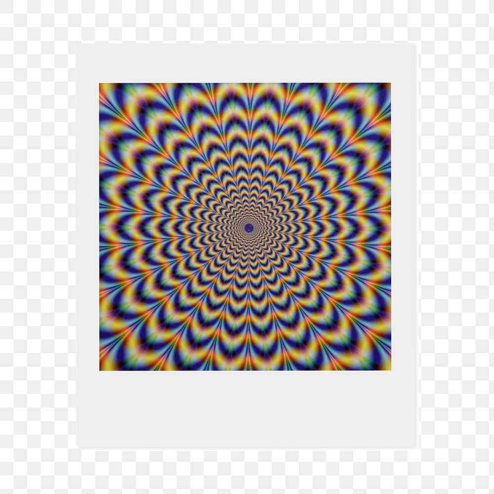 Png hypnotizing optical illusion sticker, instant photo, transparent background
