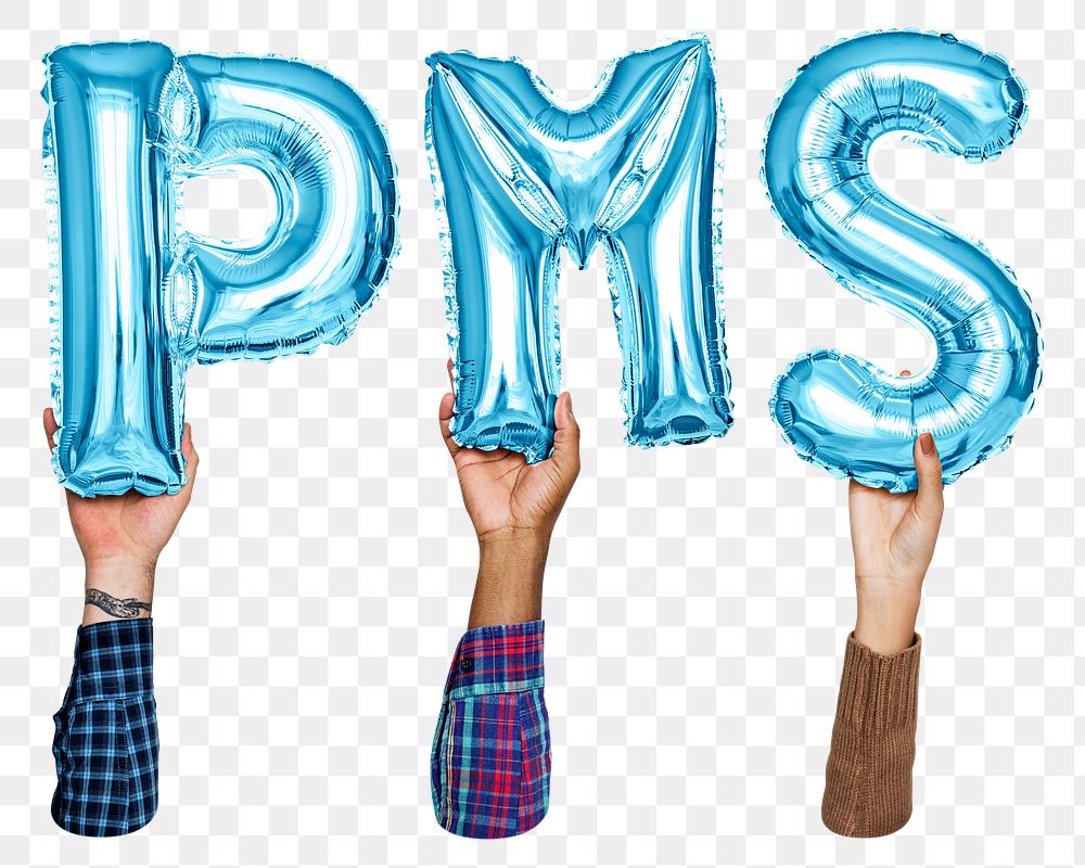 PMS balloon png word sticker, transparent background