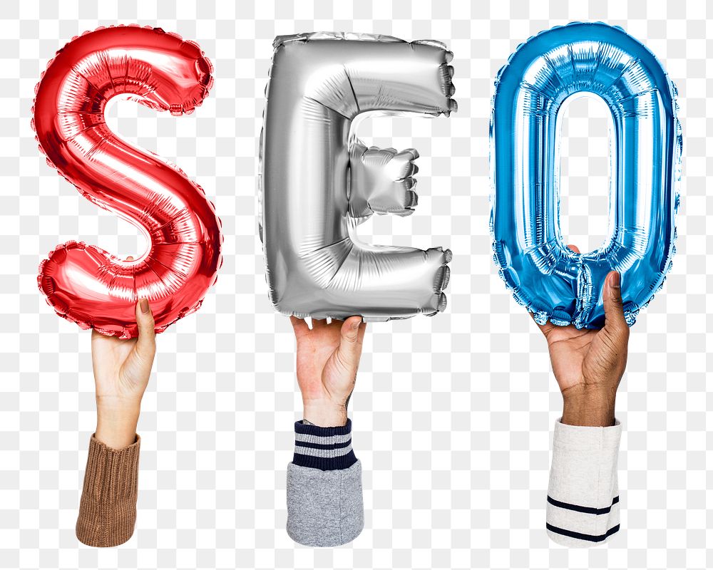SEO balloon png word sticker, transparent background