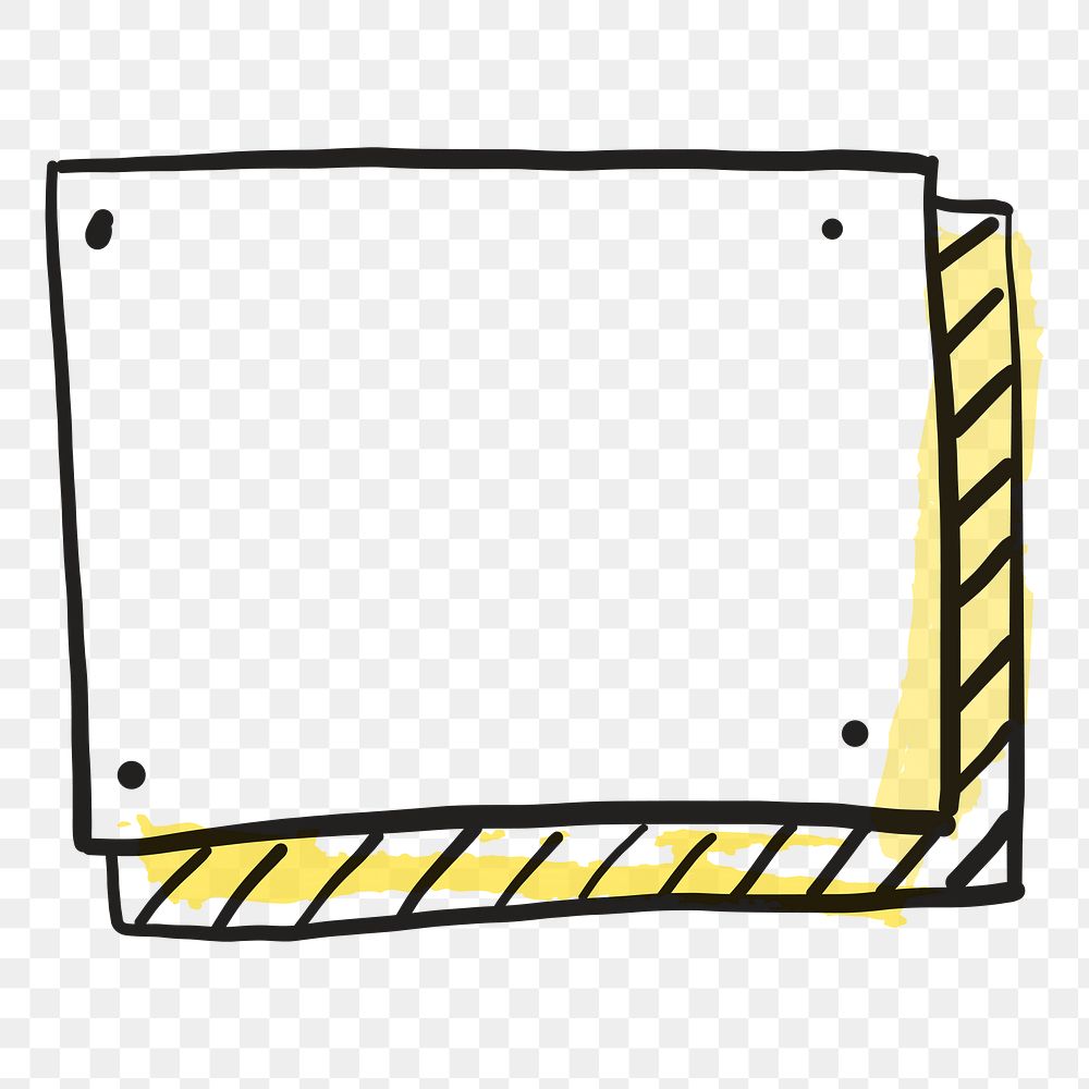 Rectangle frame png, yellow digital sticker with blank space