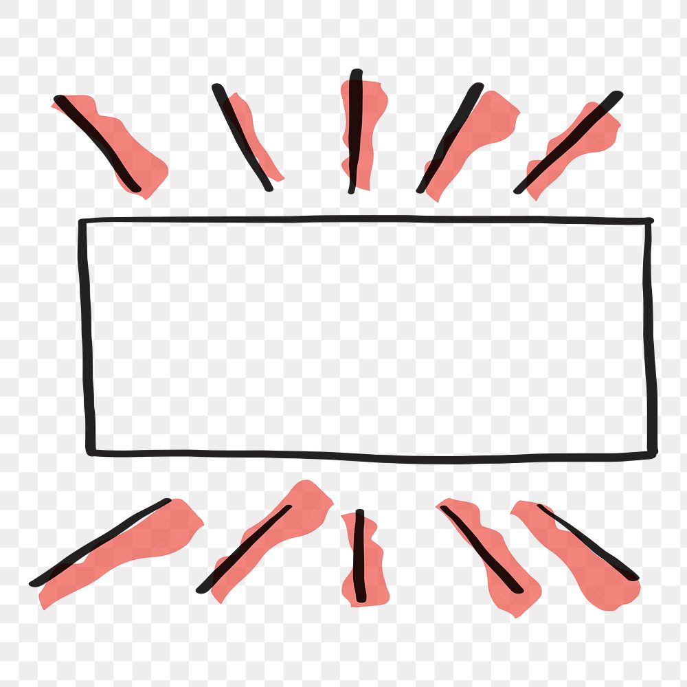 Rectangle frame png, simple doodle design element in transparent background