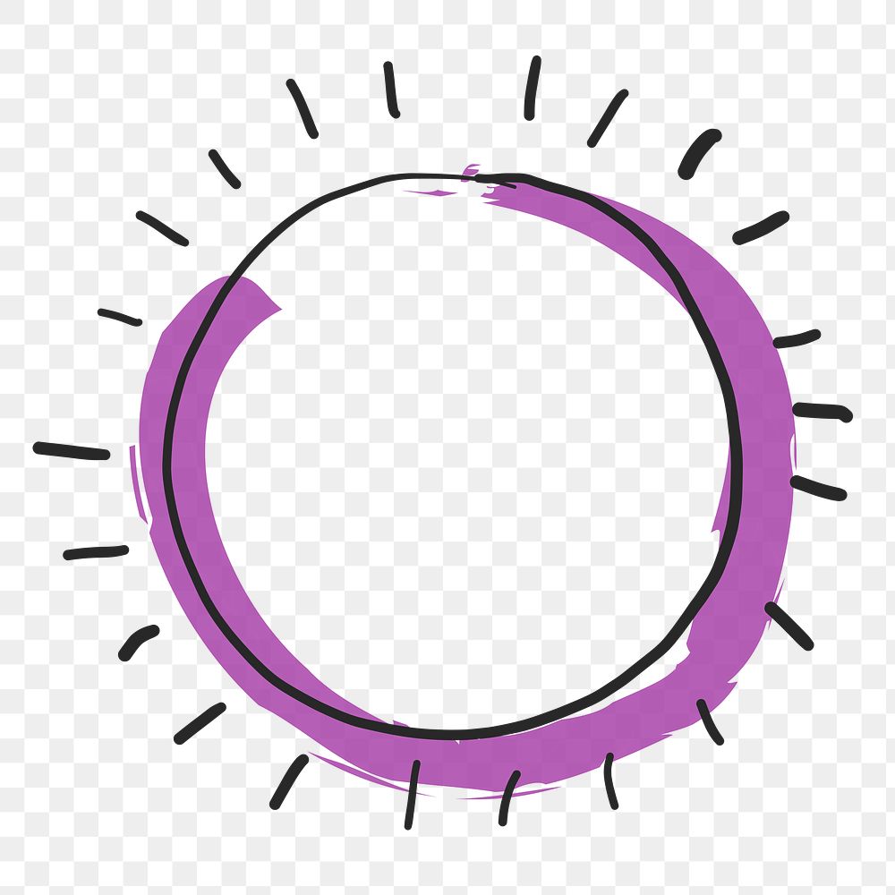 Circle frame png, simple doodle clipart with design space
